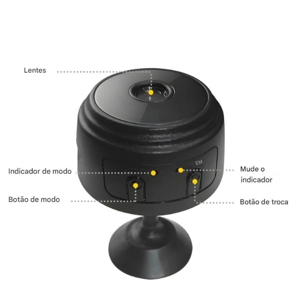 Kir 2 Mini Câmera De Segurança A9 HD Wi-fi Preto Com Sensor De Movimento 110V E Suporte Para Encaixe