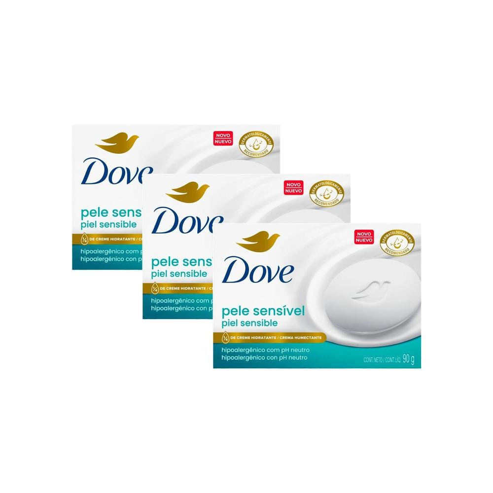 Kit 3 Sabonete Em Barra Dove Pele Sensível 90g
