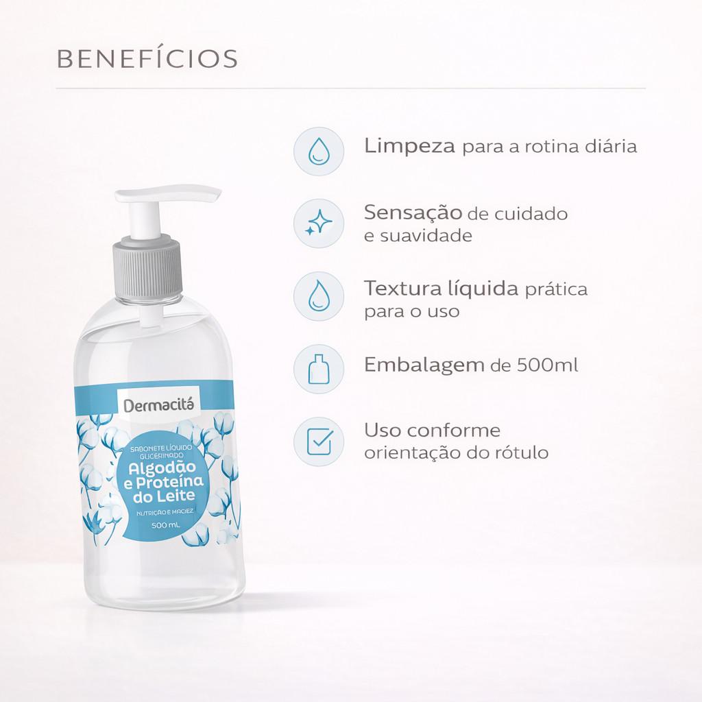 Sabonete Líquido Dermacitá Algodão E Proteína Do Leite 500ml