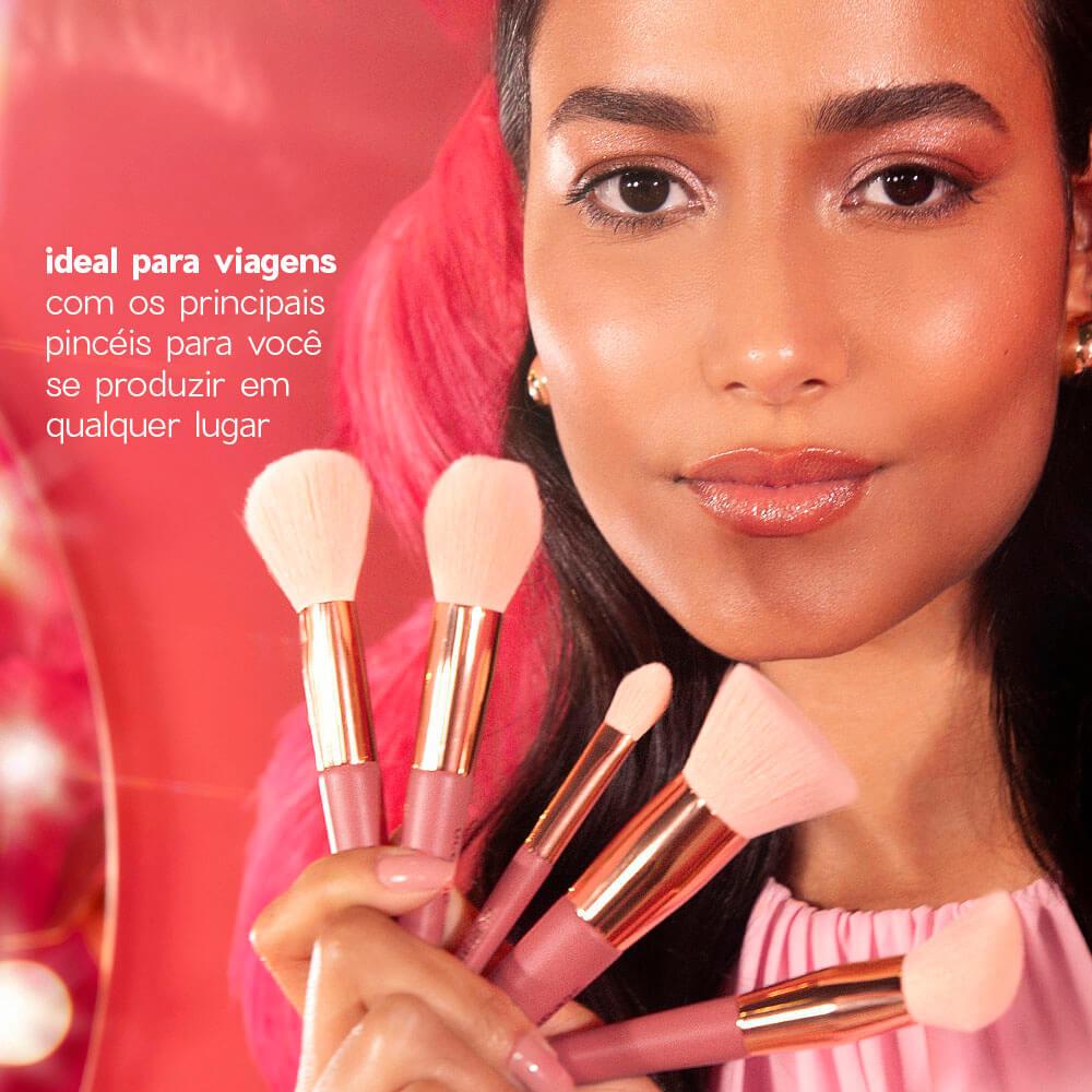Mini Kit Com 5 Pincéis Coral Mini Brush Kit