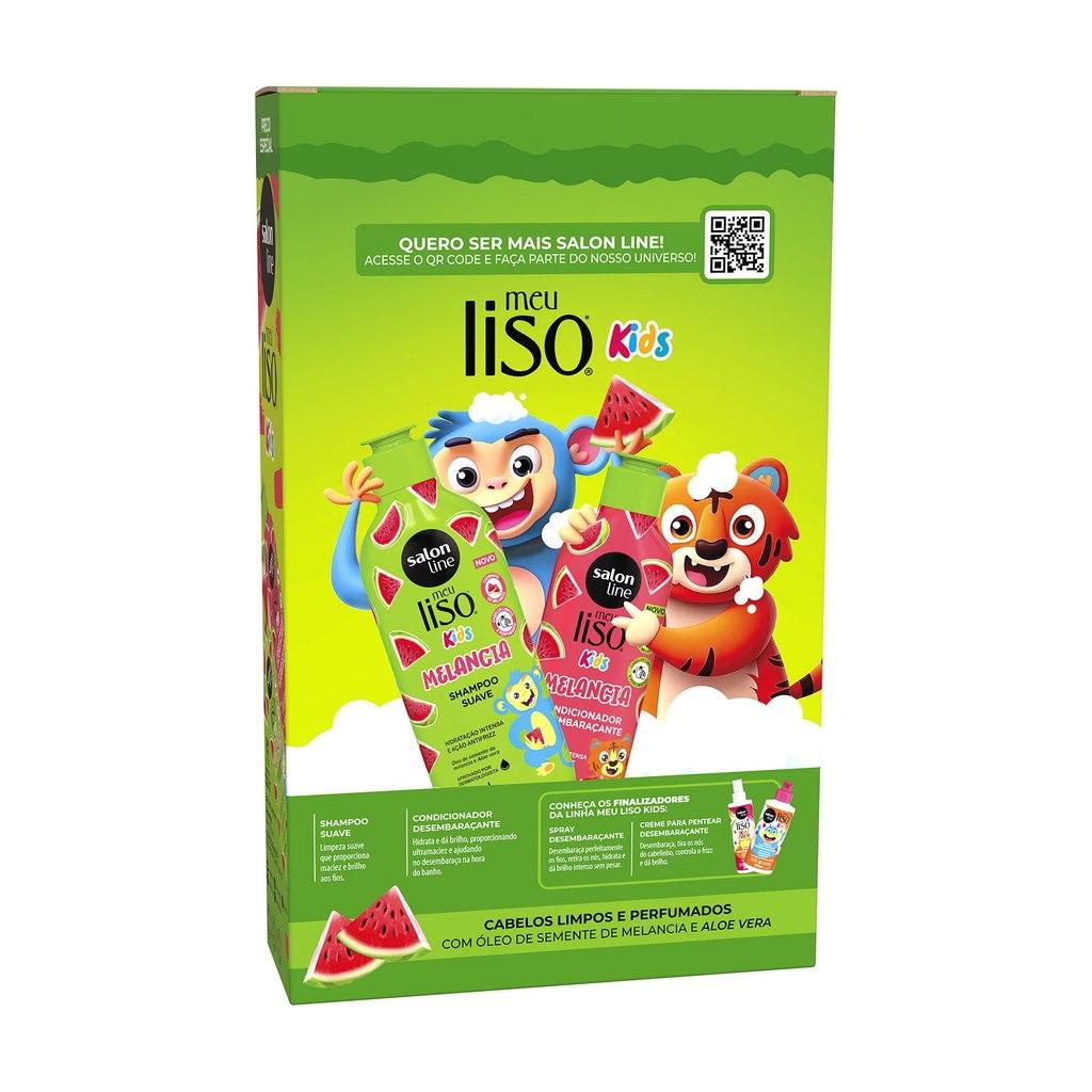Combo Shampoo + Condicionador Meu Liso Kids Com Spray Melancia 120ml
