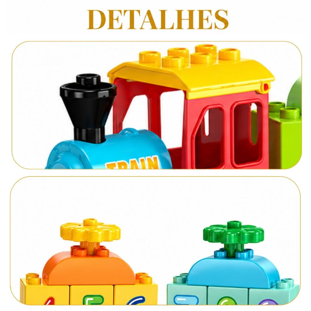 Blocos De Montar Infantil Trem Educativo 56 Peças - Castela