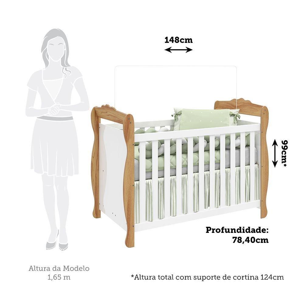 Berço Mini Cama 3 Em 1 Americano 100 Mdf Cocada Espresso Móveis Branco Brilho/amêndoa