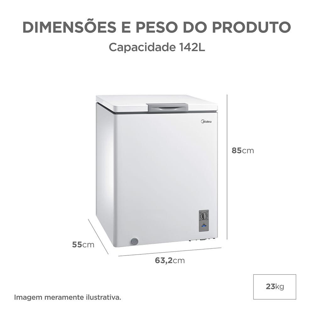 Freezer Horizontal 142L Inverter Bivolt Branco Midea