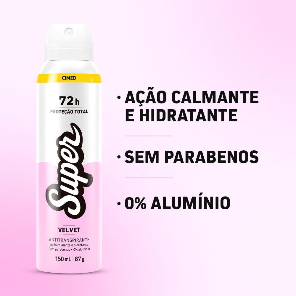 Desodorante Antitranspirante Aerosol Cimed-super Velvet 72h 150ml