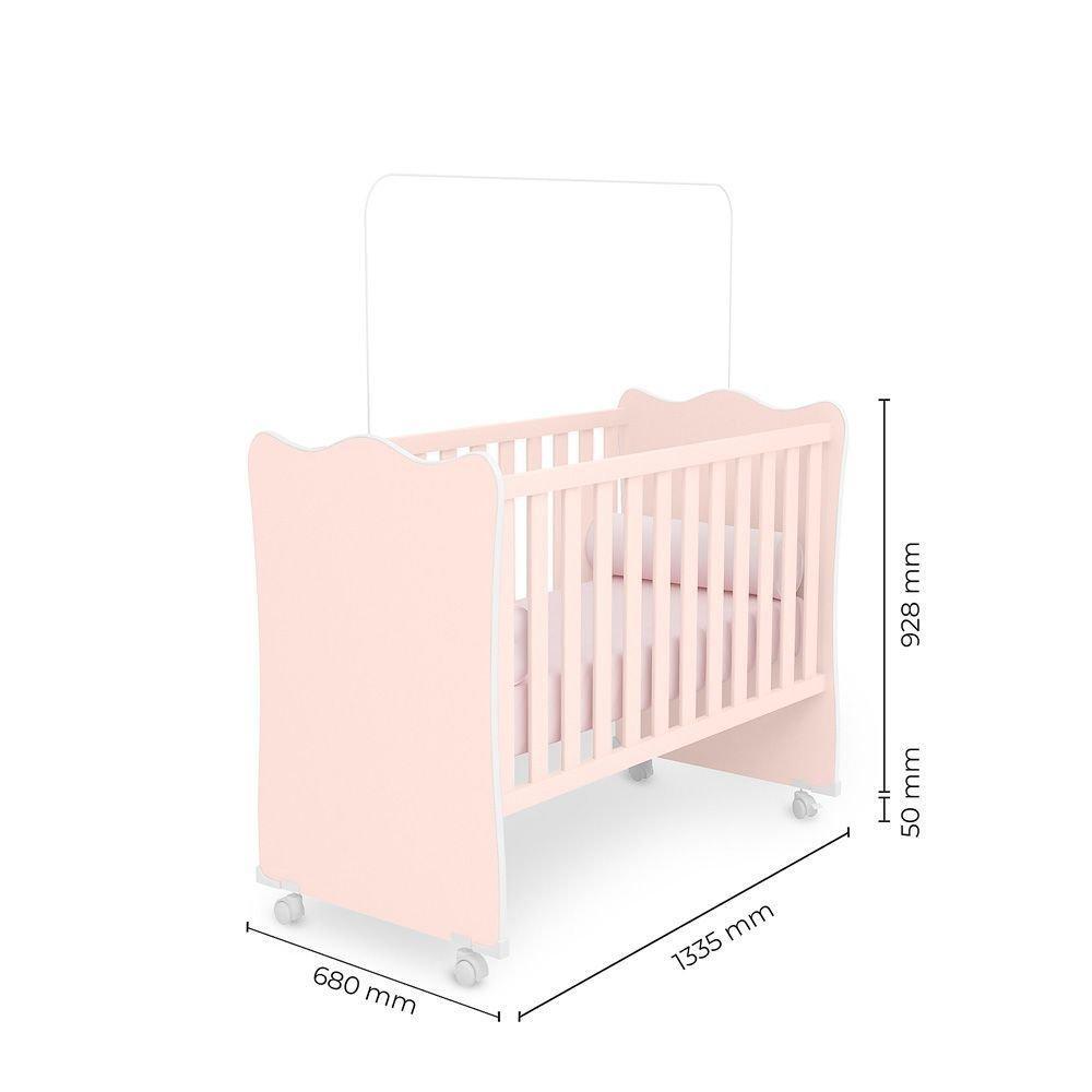 Berço Com Suporte Para Mosquiteiro Doce Sonho Rosa/acetinado Rosa Acetinado