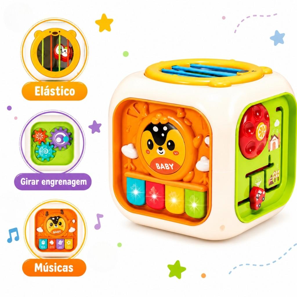 Cubo Musical De Atividades Infantil 6 Em 1 C/Som E Luz - Castela