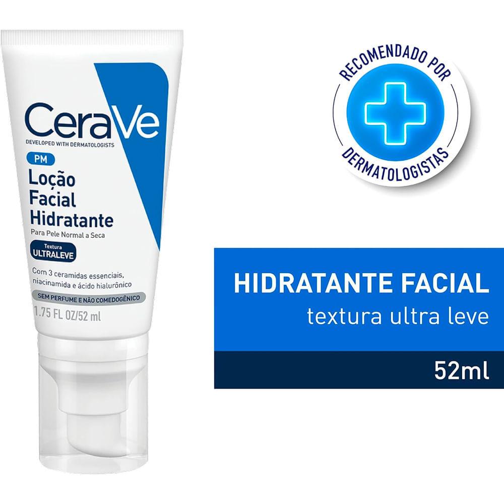Cerave Loção Facial Hidratante Pm Ultraleve Pele Normal A Seca Sem Perfume 52ml