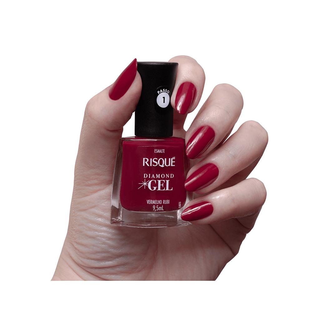 Esmalte Risqué Diamond Gel Vermelho Rubi Cremoso