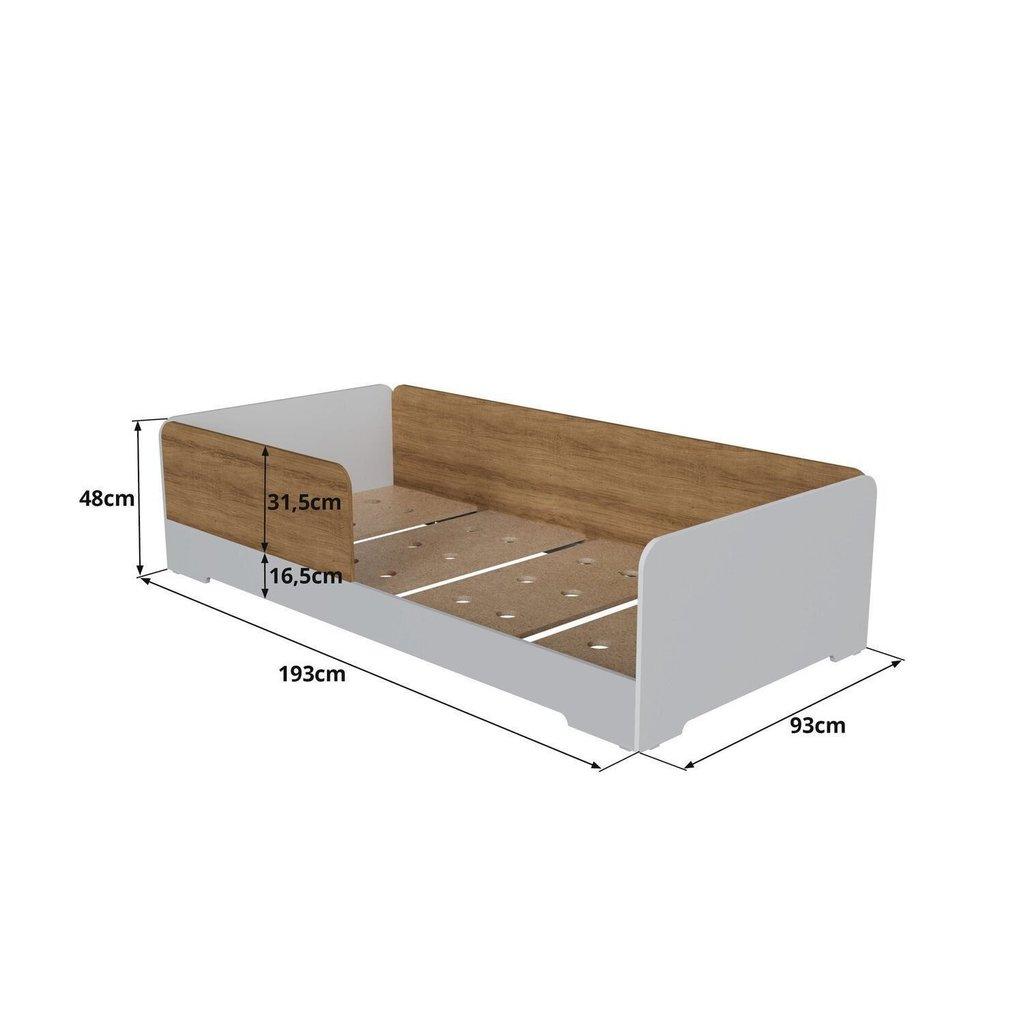 Cama Infantil Montessoriana Solteiro Mark Em Mdf Branco/louro Freijó Grann