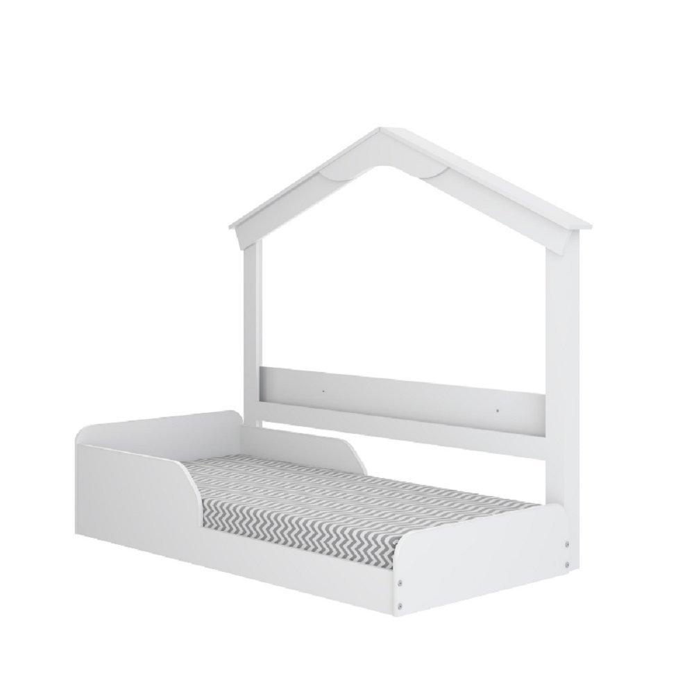 Cama Montessoriana Infantil Montessoriana Casinha Porta Livros Branco