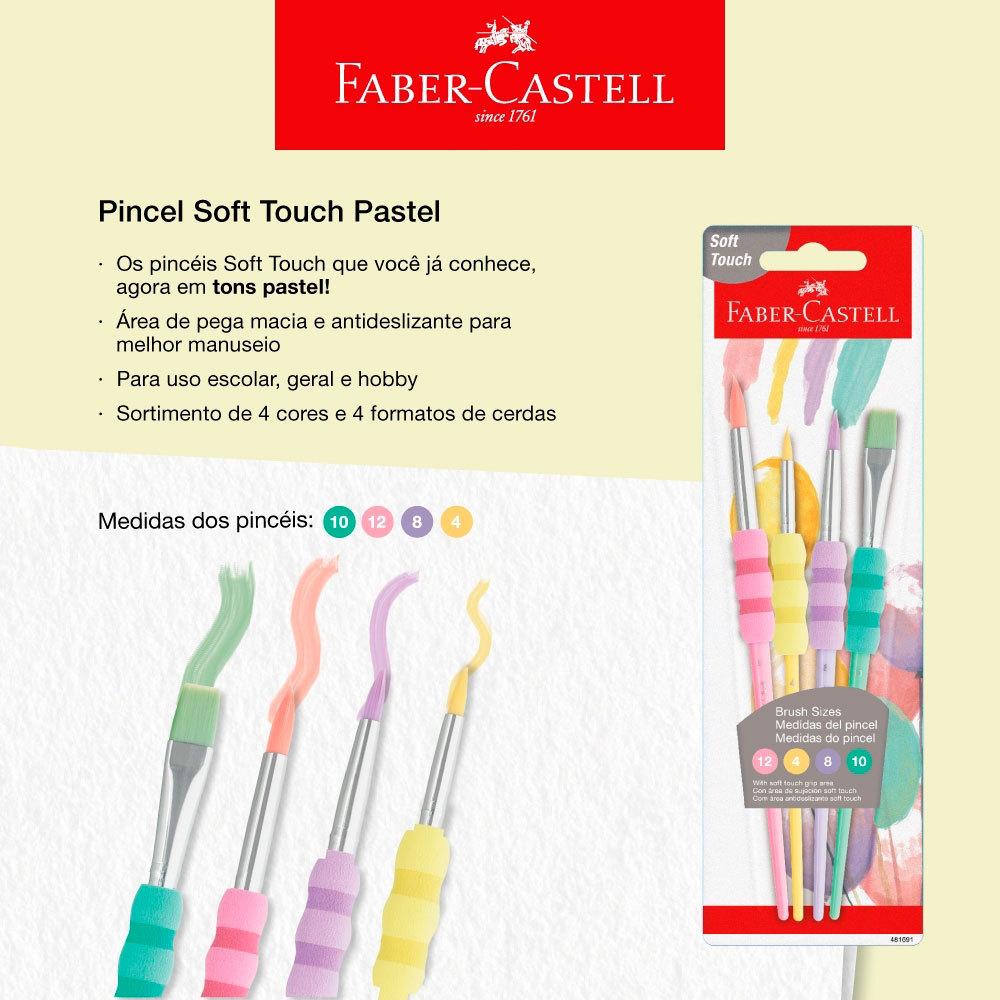 Pincel Para Pintura Soft Touch Pastel 481691 Com 4 Unidades Faber-castell