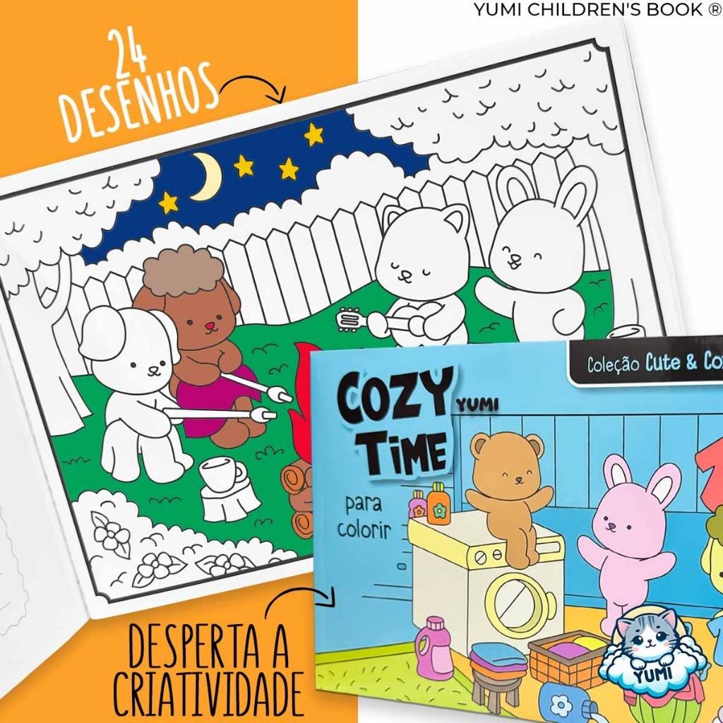 Livro De Colorir Cozy Time Goods Folhas 180G Desenhos Super Fofos Pintar Para Crianças E Adultos