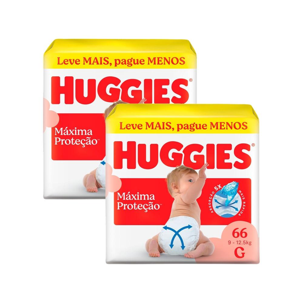 Kit 2 Fralda Huggies Máxima Proteção Tamanho G 66 Unidades Descartáveis