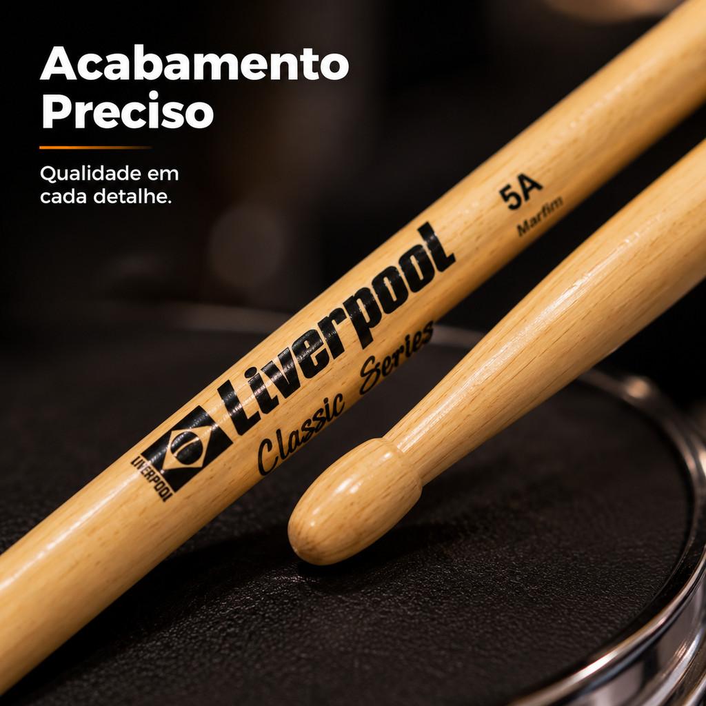 Par De Baqueta Liverpool Ll 5AM Madeira Ponta Oval 5A Para Bateria Classic Series Original