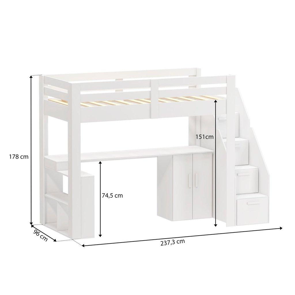 Cama Alta Beliche Infantil/juvenil Star PLUS Office Multifuncional Casatema Madeiraoriginals Branco