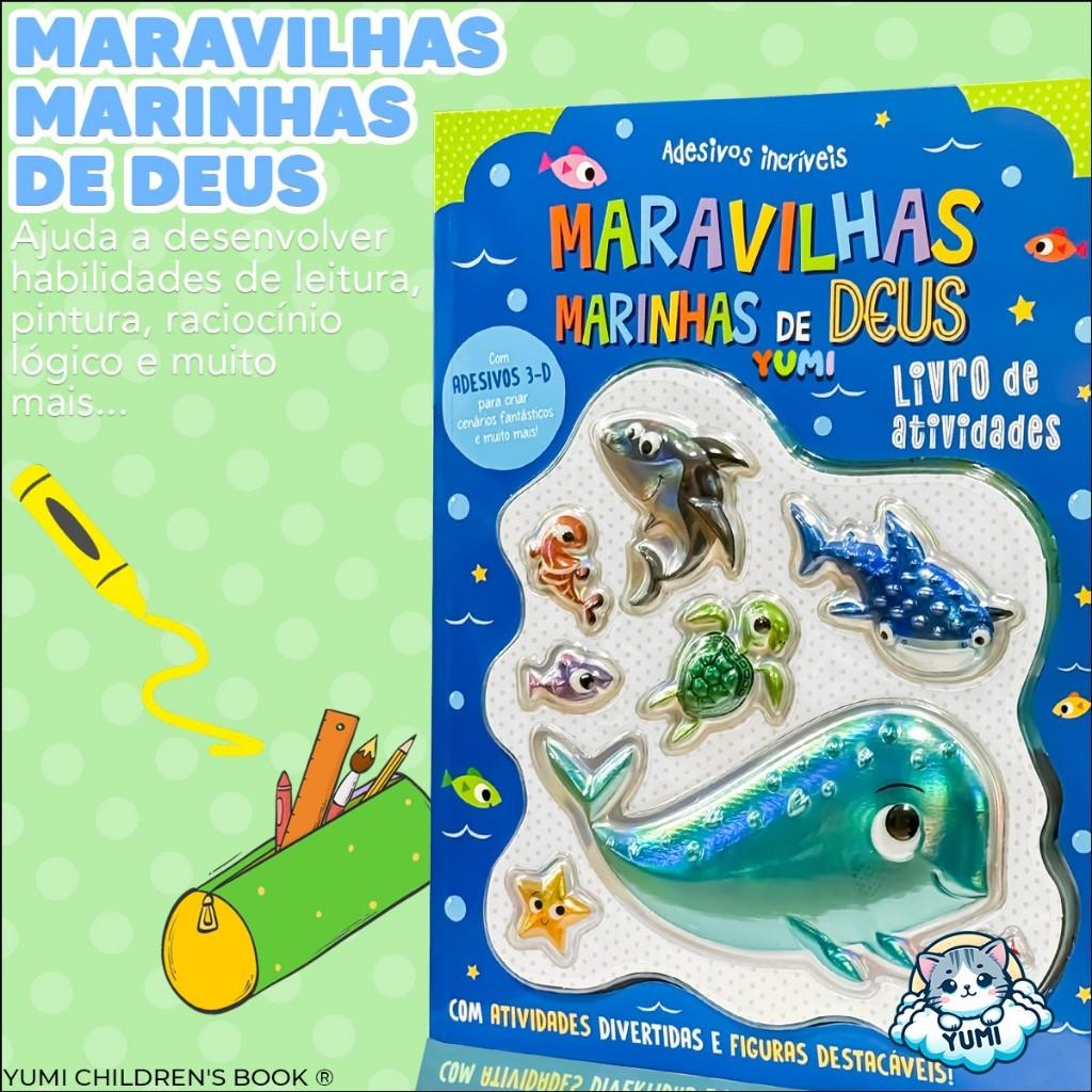 Livro Infantil Bíblico Atividades Bíblicas Maravilhas De Deus - Com Adesivos 3d Fofinhos Jesus