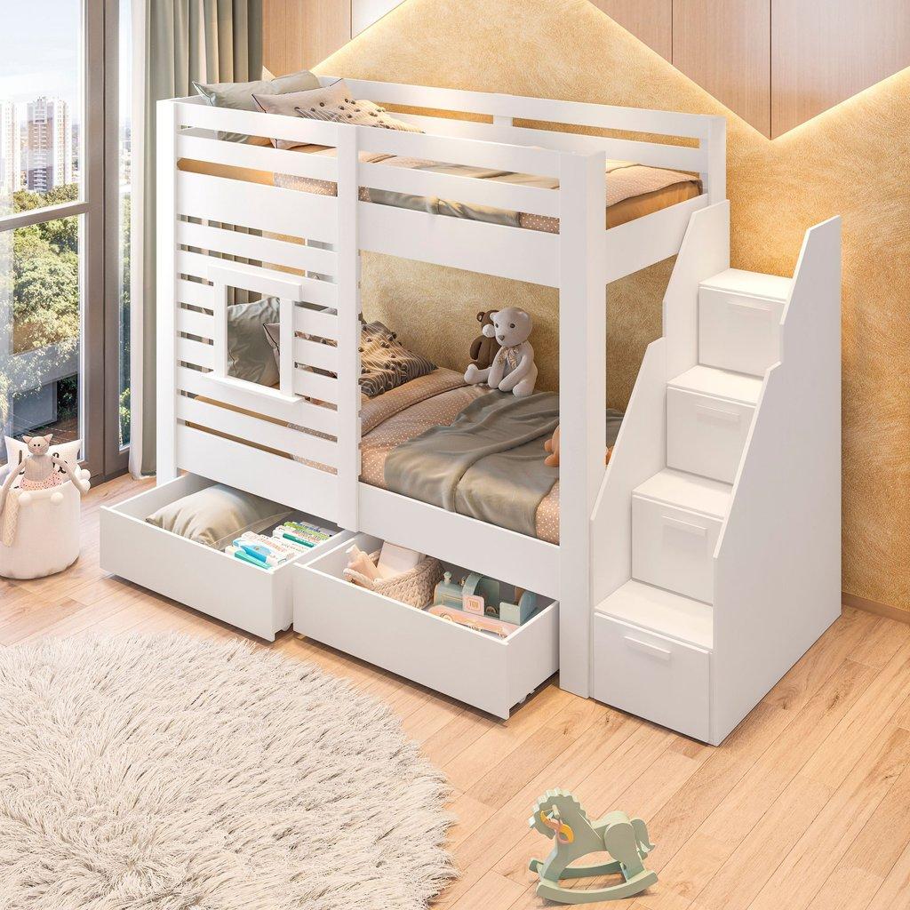 Beliche Infantil Star PLUS Com Janela Casatema Madeiraoriginals Branco
