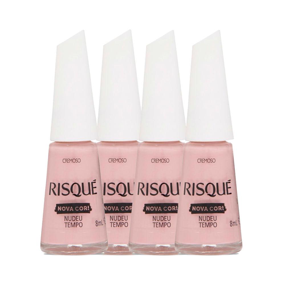 Kit 4 Esmalte Risqué Nova Cor Cremoso Cor Nudeu Tempo 8ml