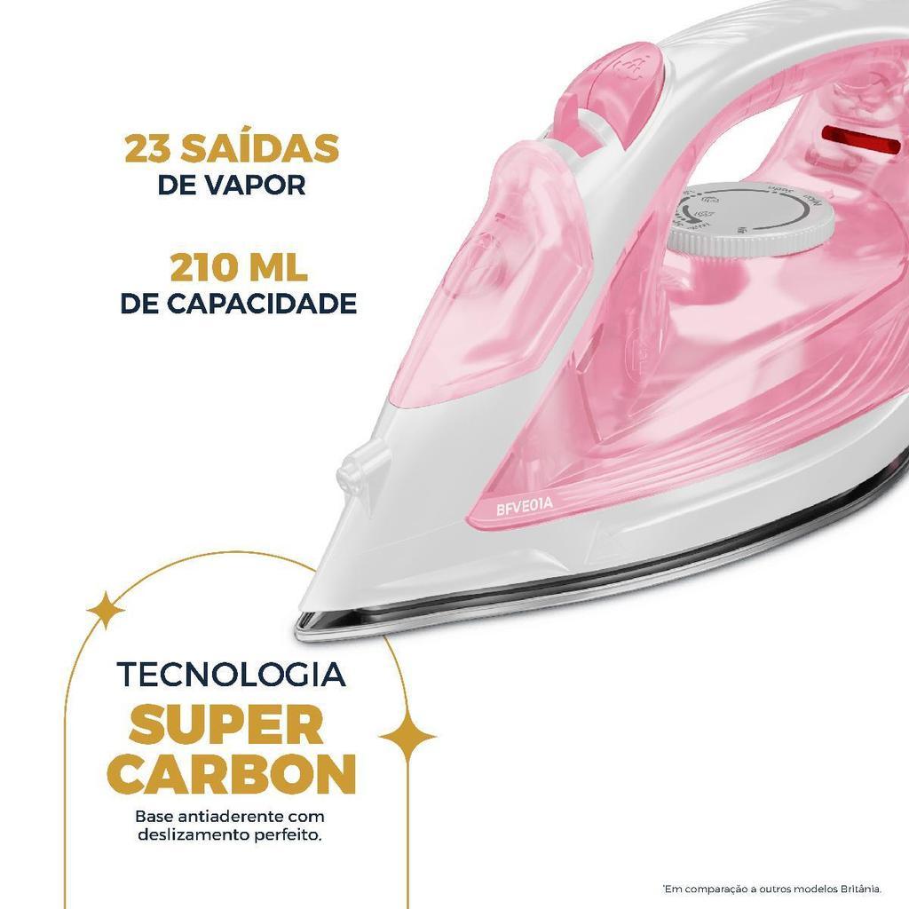 Ferro De Passar A Vapor Britânia Rosa Vapor Extra Bfve01a