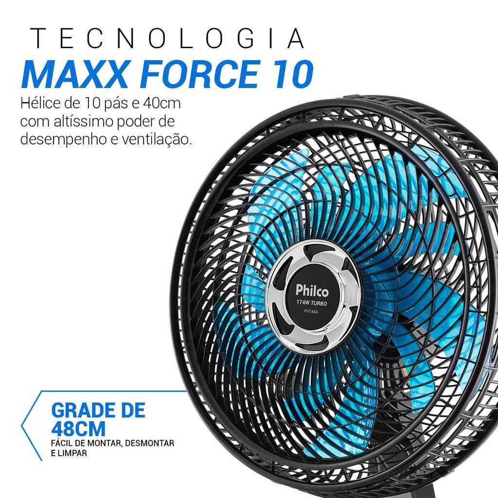 Ventilador Philco 2 Em 1 Hélice De 10 Pás 174W Pvt45a