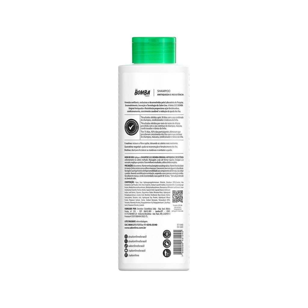 Kit Sos Bomba Antiqueda Shampoo 300ml E Tônico Fortalecedor Salon Line