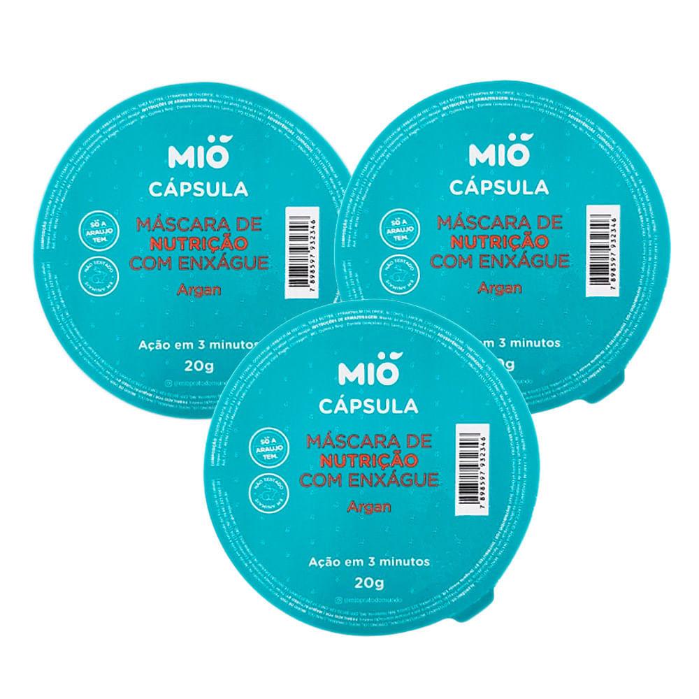 Kit 3 Máscara De Nutrição Capilar Mió Argan Cápsula 20g