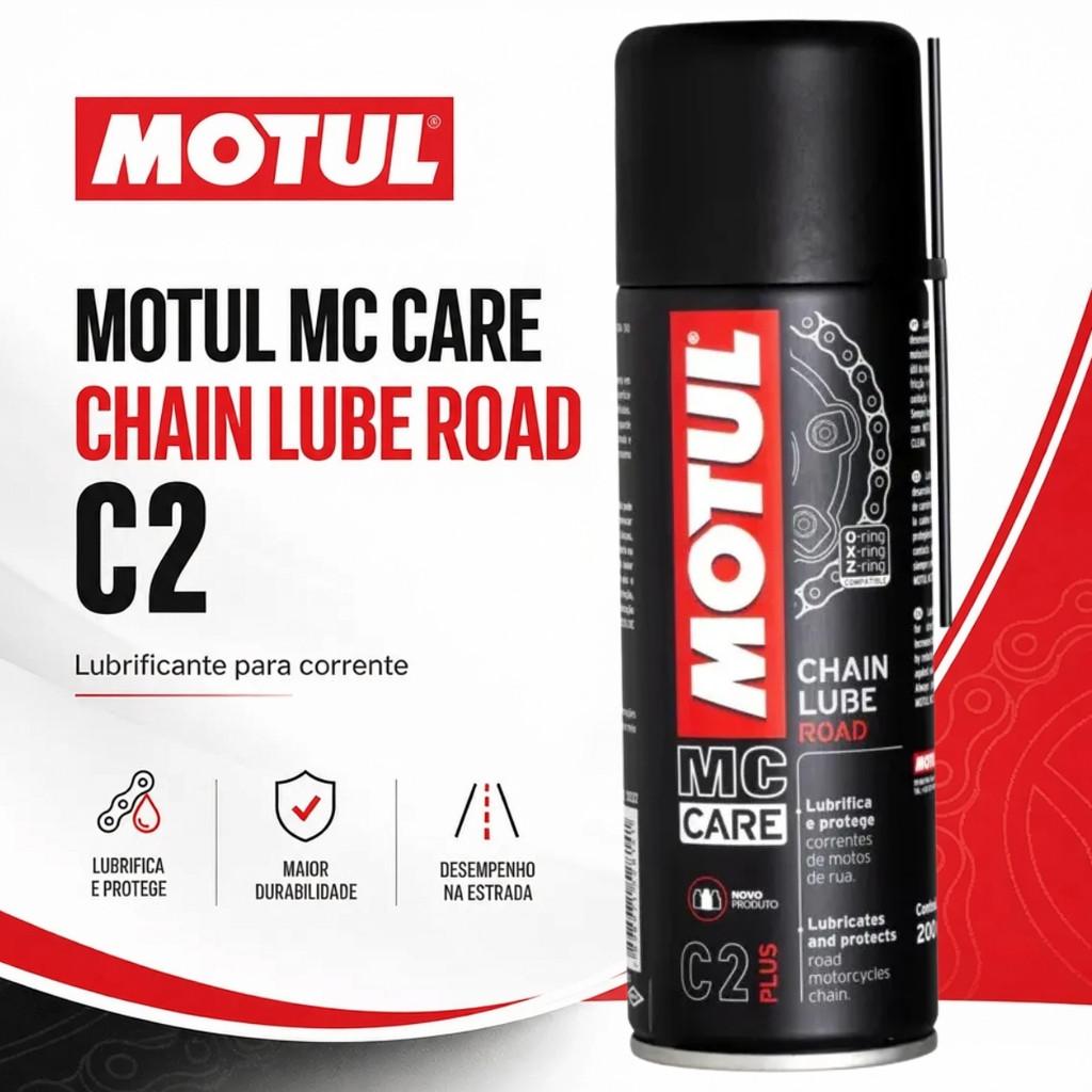Kit Com 2 Lubrificantes Corrente Moto Bike Motul C2 Chain Lube Road 200ml