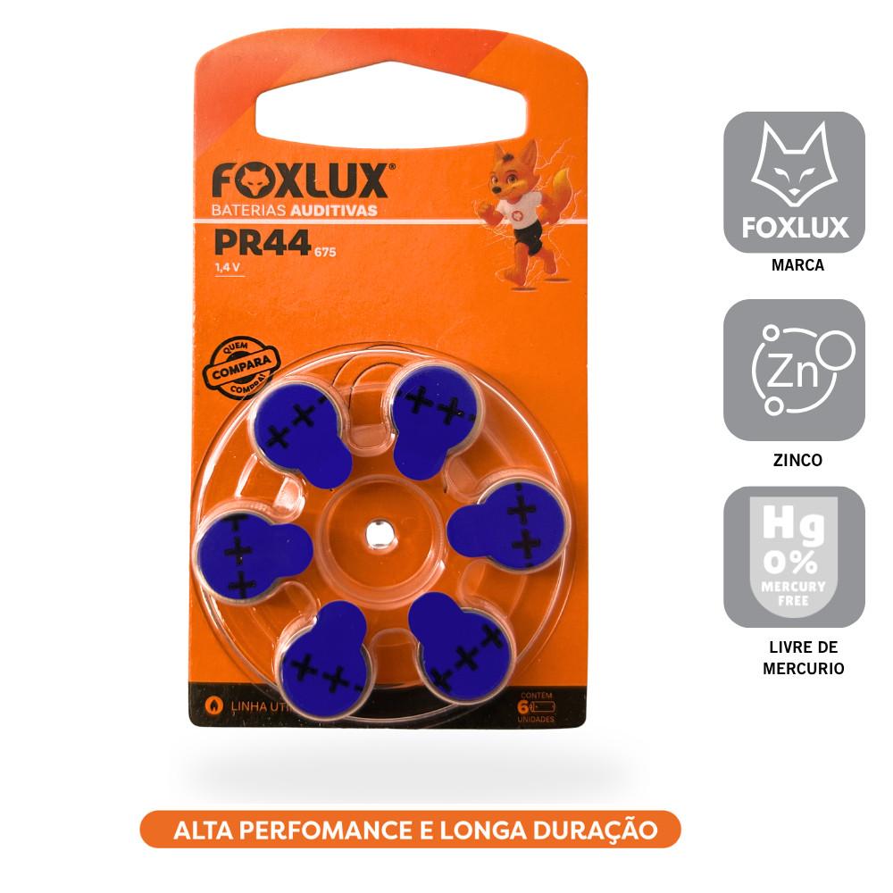 Pilha Bateria Auditiva Foxlux 675 PR44 Com 6 Unidades