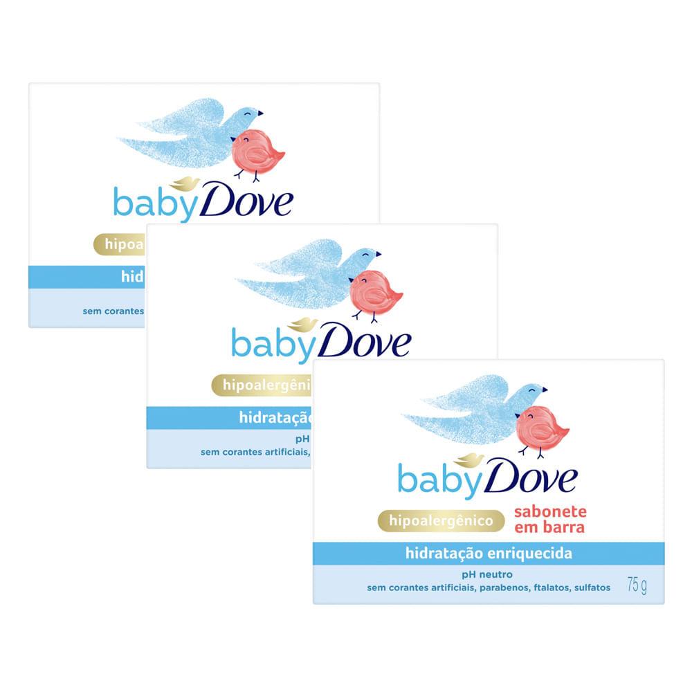 Kit 3 Sabonete Em Barra Dove Baby Hidratação Enriquecida 75g