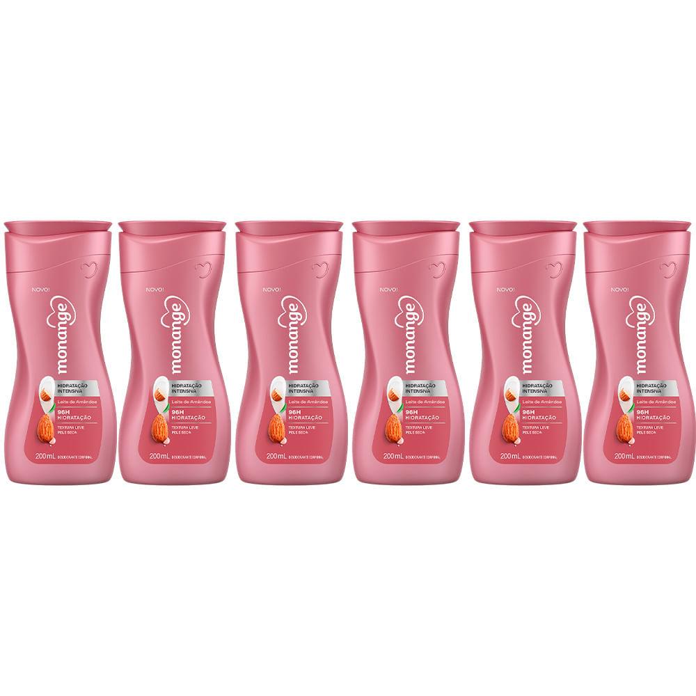 Kit Creme Hidratante Corporal Monange Leite De Amêndoas 200ml - 6 Unidades