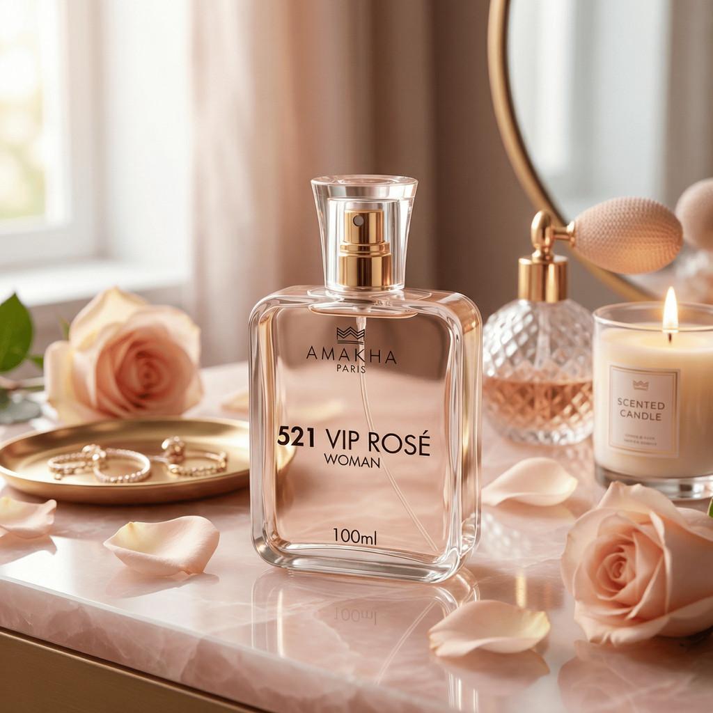 Kit Perfumada 521 Vip Rosé Perfume 15ml + 100ml Amakha Paris