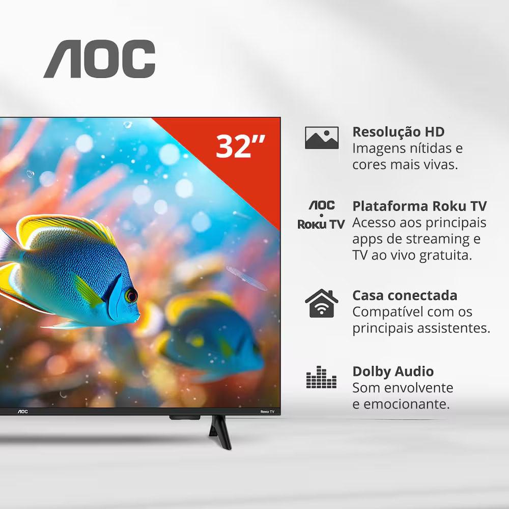 Smart TV 32 Polegadas HD 32s5155/78g Roku TV Aoc