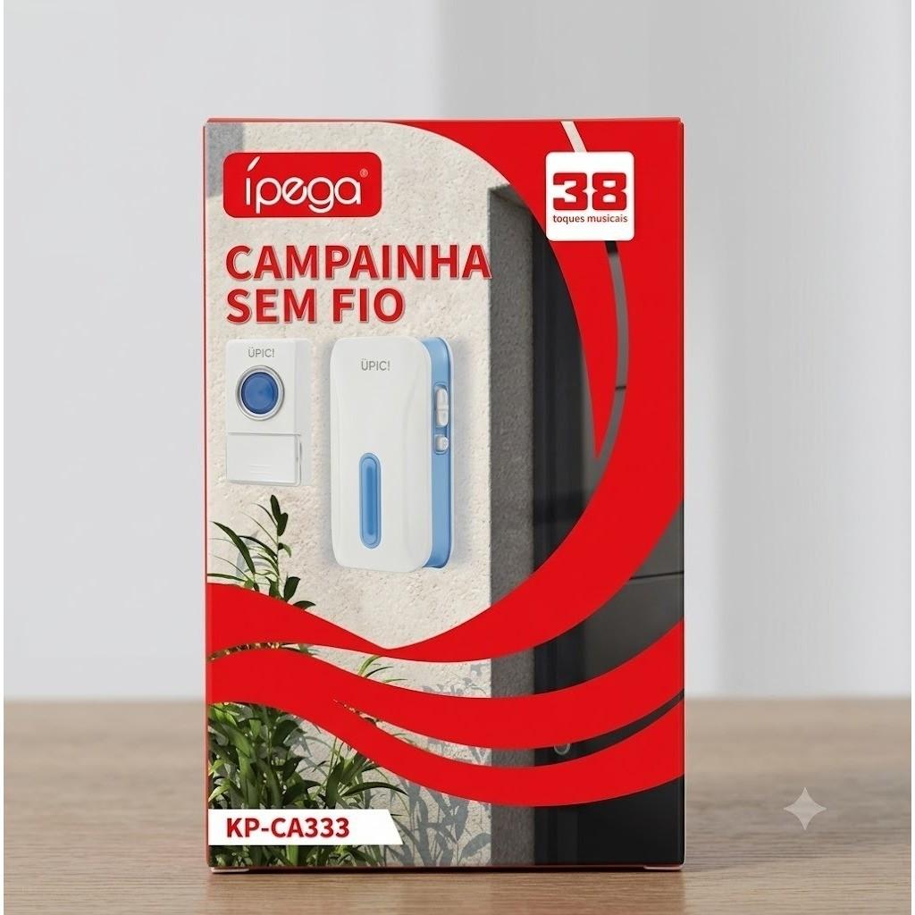 Campainha Sem Fio Knup Kp-ca333 Bivolt Longo Alcance Memoria Interna Sem Interferencia