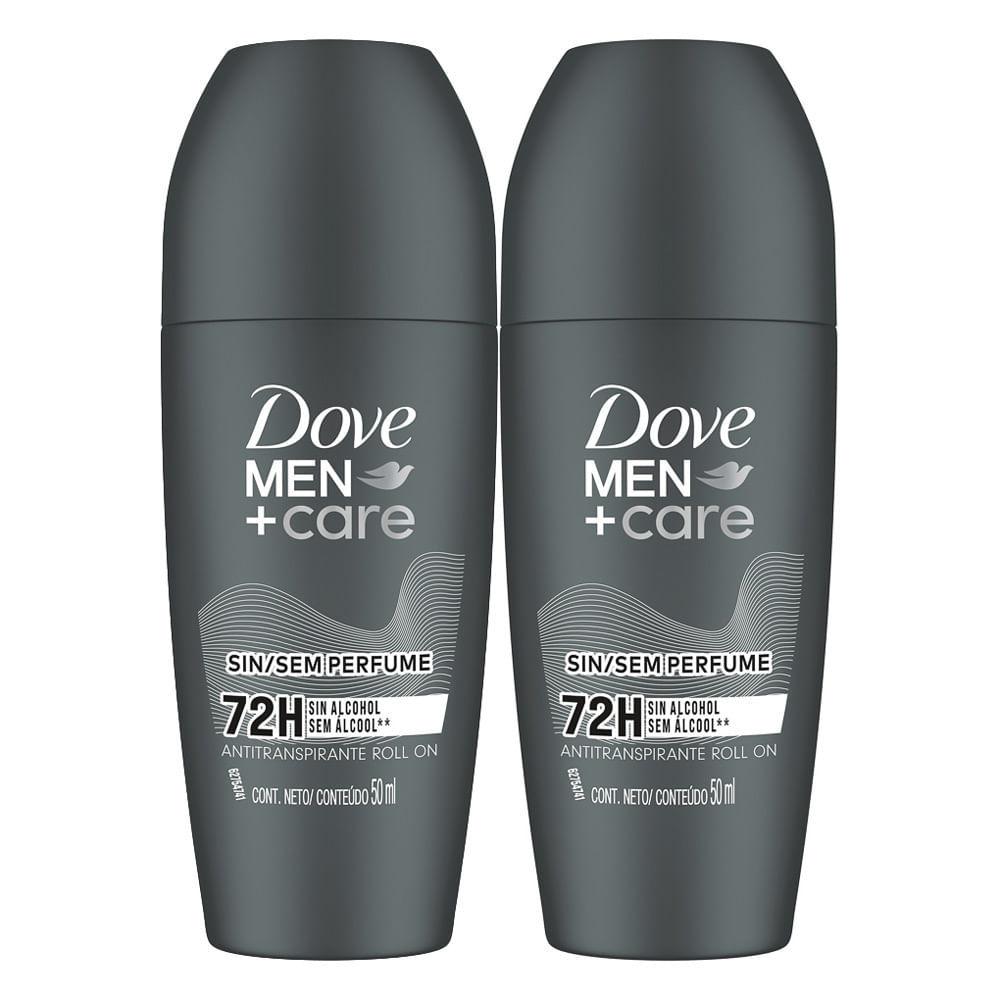 Kit 2 Desodorante Dove Men + Care Sem Perfume Roll-on Antitranspirante 72h Com 50ml