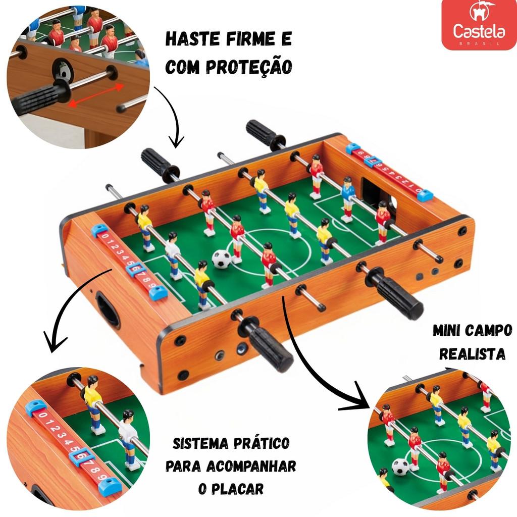 Mini Mesa Pebolim Totó Com Pés De Madeira Alto Com Marcador E Bolinhas Infantil Divertido - Castela