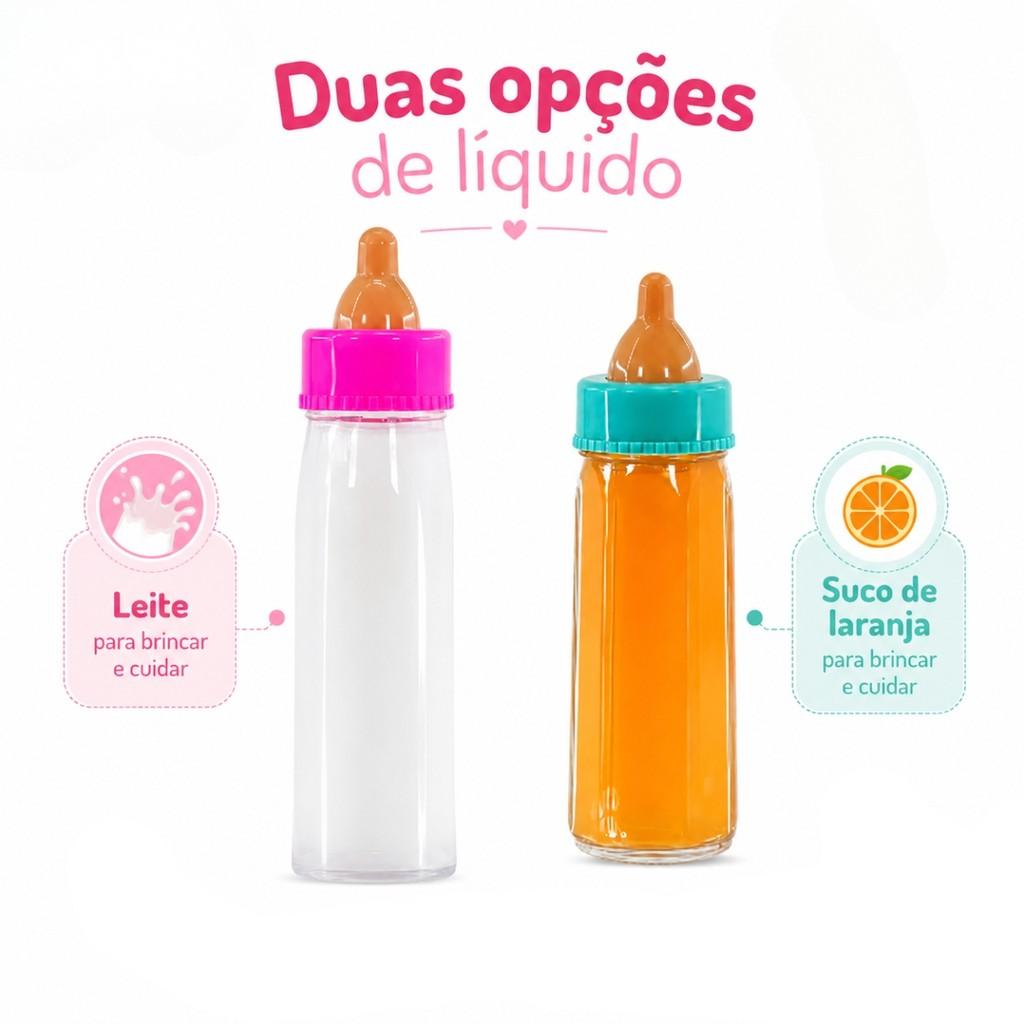 Kit 2 Mamadeira Mágica Leite E Suco Bonecas Brinquedo - Castela