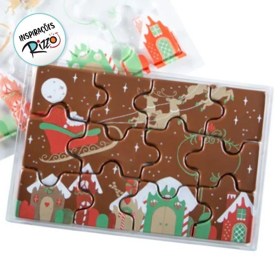 Blister Decorado Com Transfer Para Chocolate - Quebra-cabeça De Natal - Bln 0078 - 1 Unidade - Stalden - Rizzo