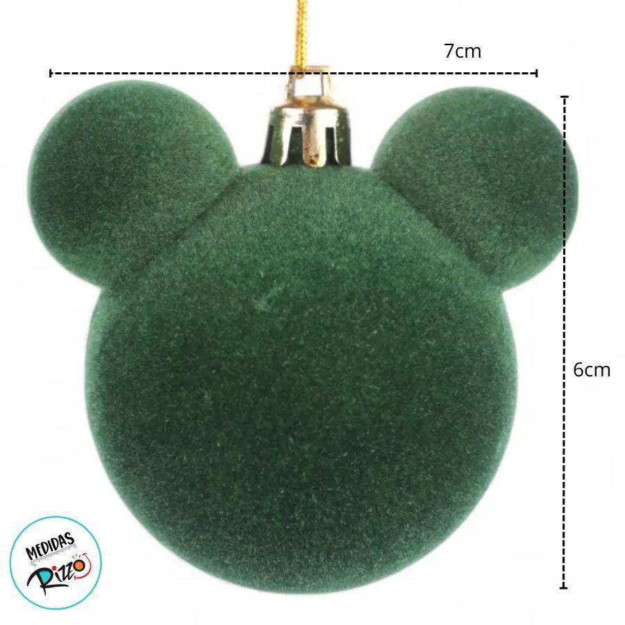 Bola De Natal - Mickey - Aveludada Verde - 6cm - 6 Unidades - Disney Original - Rizzo