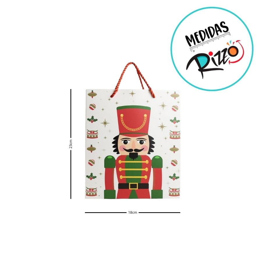 Sacola De Papel De Natal - Brinquedo Vermelho E Verde - 23x10x18cm - 1 Unidade - Florarte - Rizzo