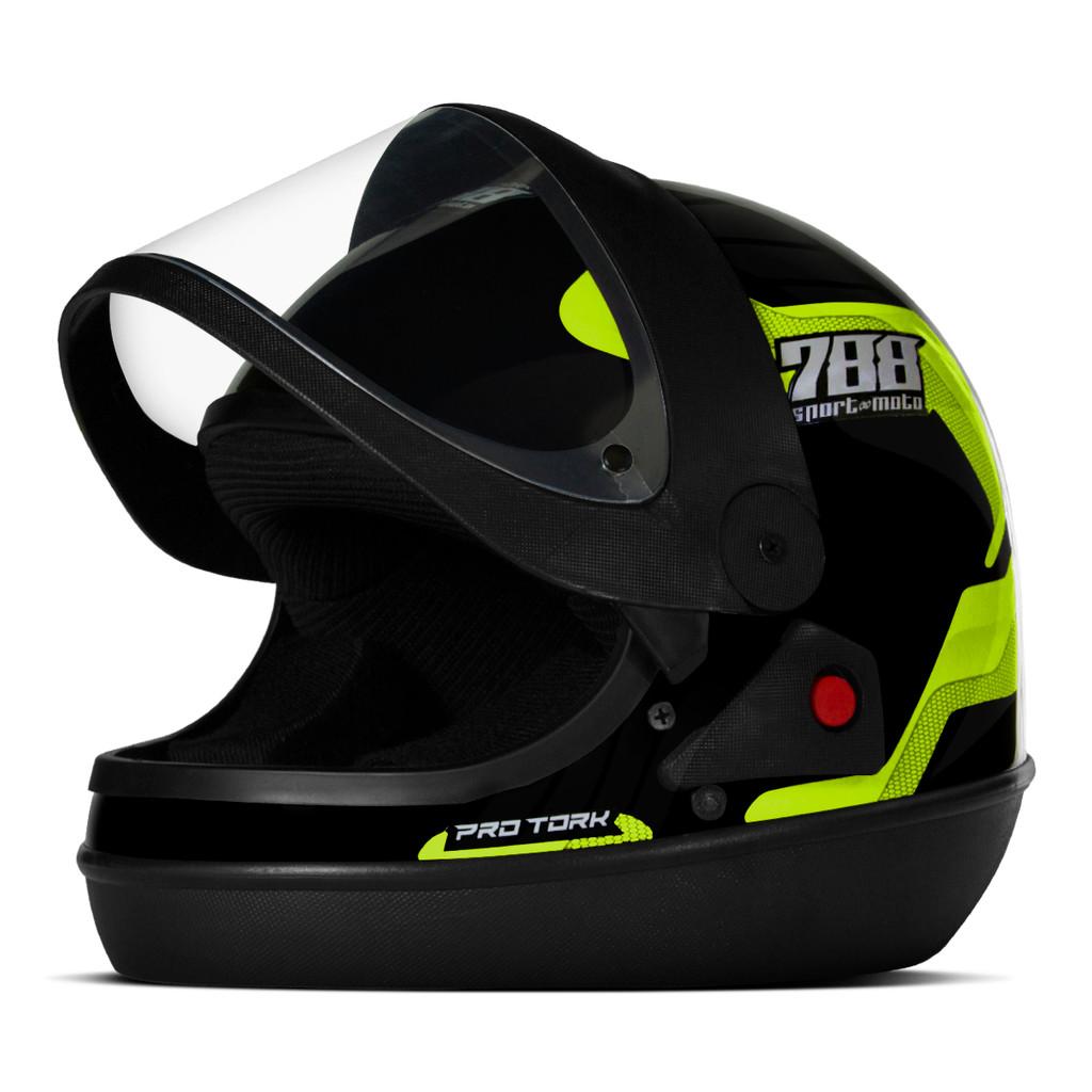 Capacete Fechado Integral PRO Tork Sport Moto 788 Masculino Feminino Viseira Automatica