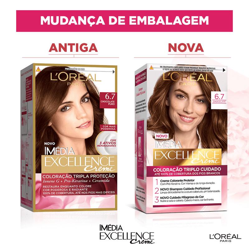 Kit Tintura Imédia Excellence L Oréal Chocolate 6.7