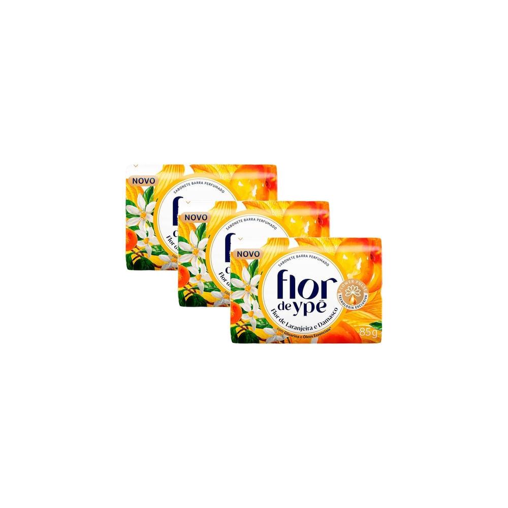 Kit 3 Sabonete Flor De Ypê Flor De Laranjeira E Damasco 85g