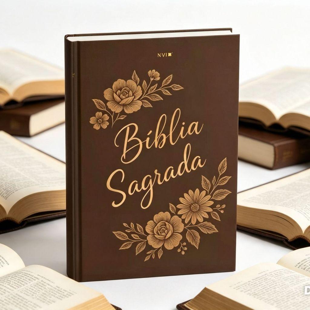 Bíblia Sagrada Slim Nvi Capa Dura Floral Marrom
