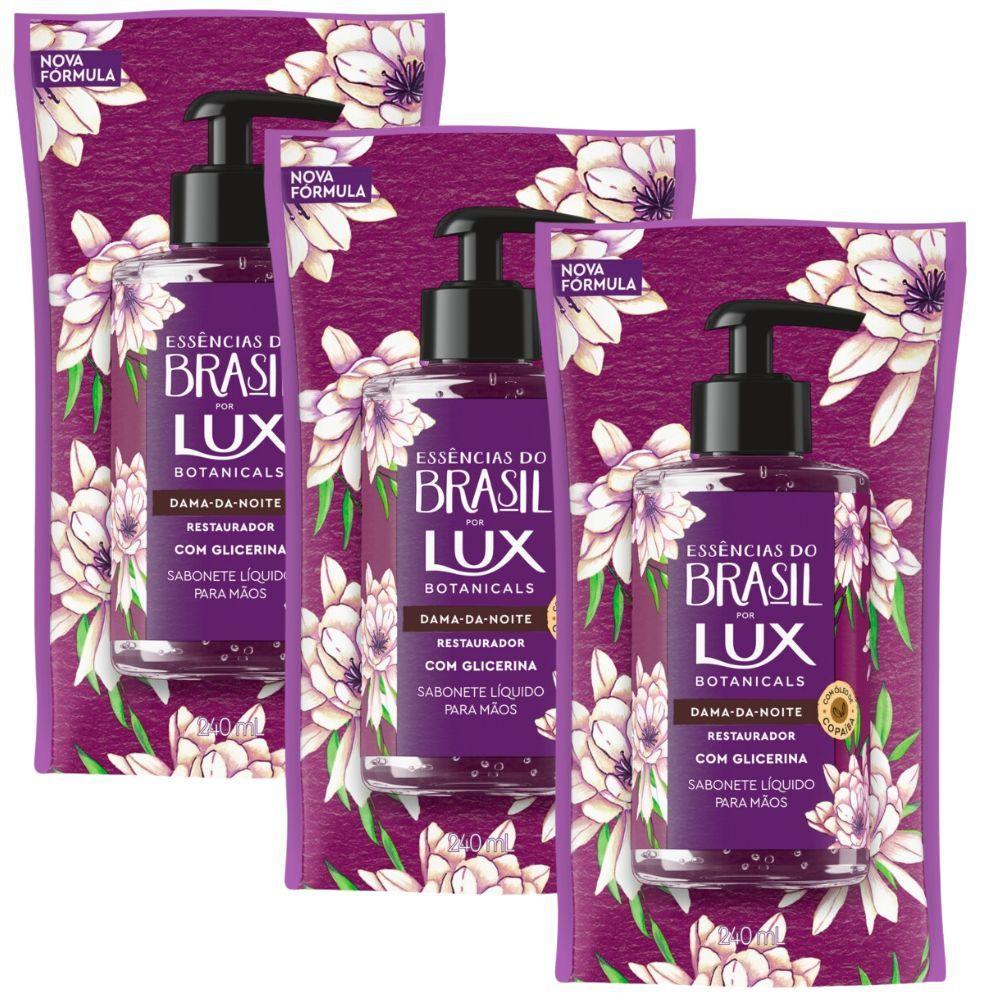 Kit 3 Sabonete Líquido Refil Lux Essências Do Brasil Dama-da-noite 240ml