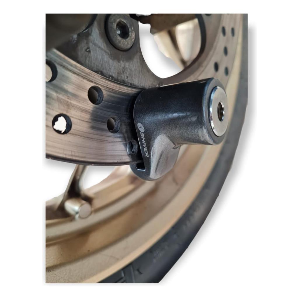 Trava Cadeado Universal De Disco Freio Anti Furto Forte Reforçado Robusto Moto Bike Shiver Original Com Chaves E Bolsa