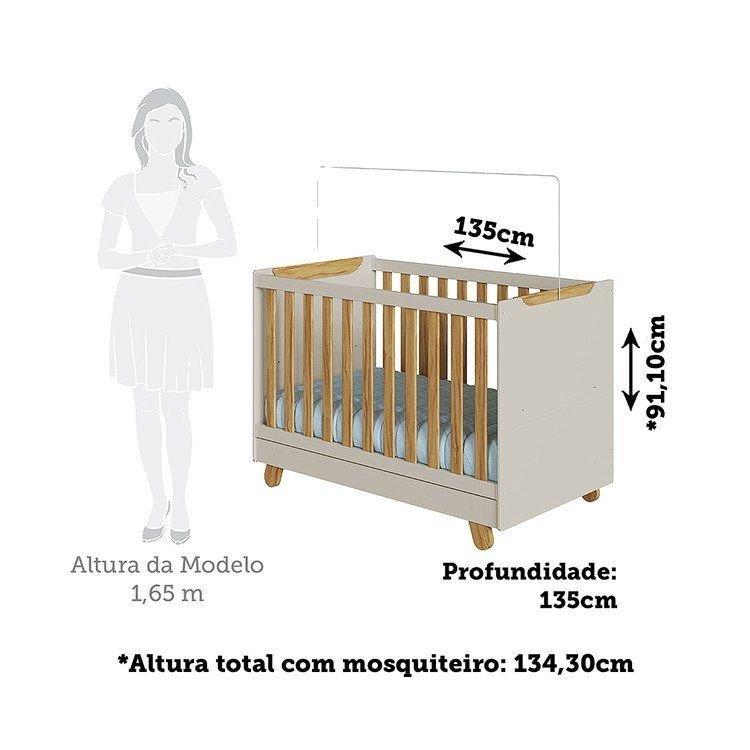 Berço Minicama 4 Em 1 Americano 100 Mdf Levy Espresso Móveis Bege/off-white/amêndoa Off White/amêndoa