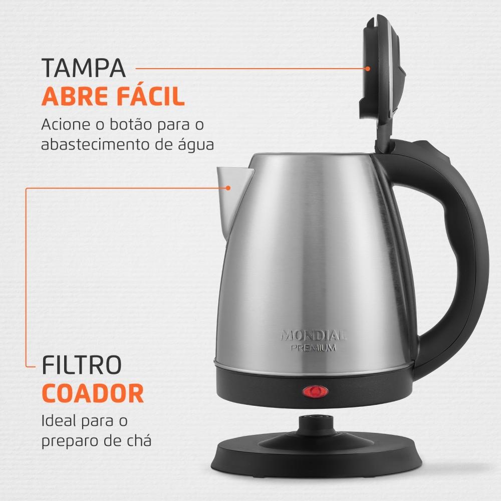 Chaleira Elétrica 2 Litros 1.200 Watts Premium Inox - Ce-06 - Mondial