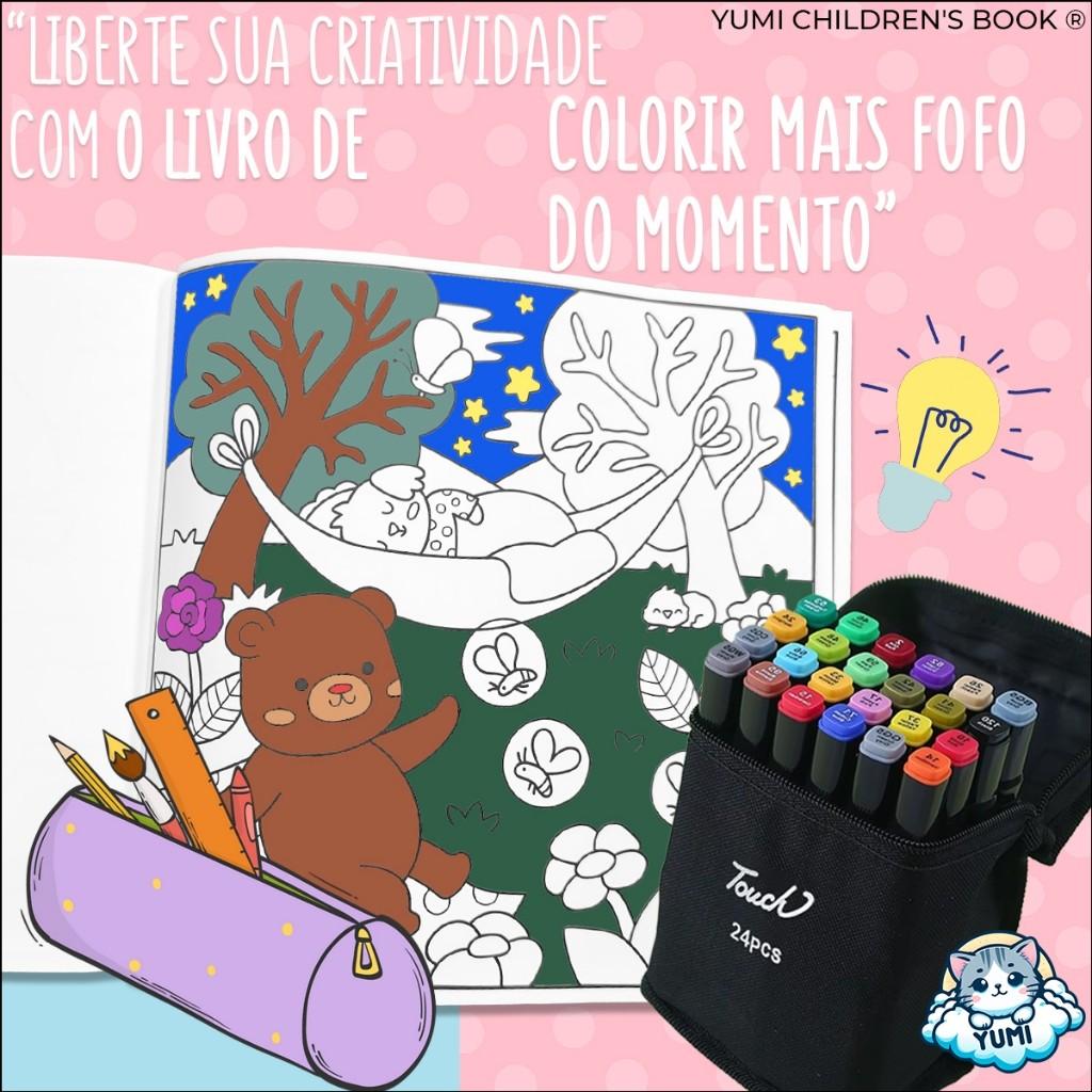 Kit Livro De Colorir Comfy Days Dias Quentes + Canetinhas Touch Canetas Ponta Dupla Profissional Goods