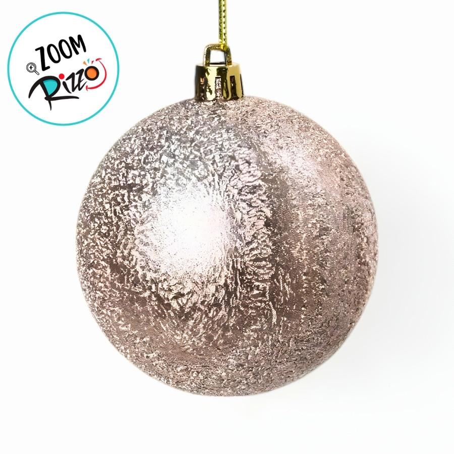 Bolas De Natal - Champanhe Com Glitter Branco - 8x8cm - 6 Unidades - Cromus - Rizzo
